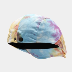 Retro Tie-Dye Schirmmütze in Blau und Orange mit schwarzem Metallknopf für Damen und Herren