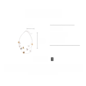 Detailed size chart for layered butterfly necklace in gold and silver finish