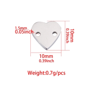 Pendentif cœur en acier inoxydable 10mm à double trou pour création bijoux DIY