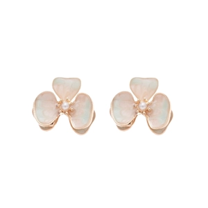 18k gold plated acrylic flower stud earrings with pastel enamel and center pearls