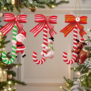 Three-piece set of Santa, Snowman, and Reindeer candy jar Christmas tree hanging ornaments