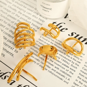 5-piece gold-plated titanium steel minimalist geometric hair clips and pins set