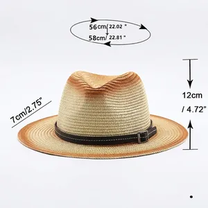 Men and women western straw cowboy hat with size chart for head girth 56cm-58cm