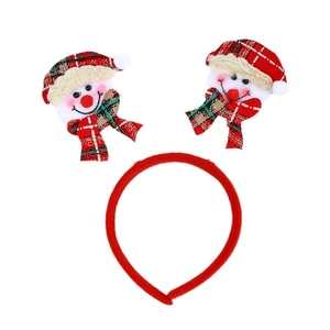 Serre-tête de Noël bonhomme de neige avec base en velours rouge et figurines en peluche