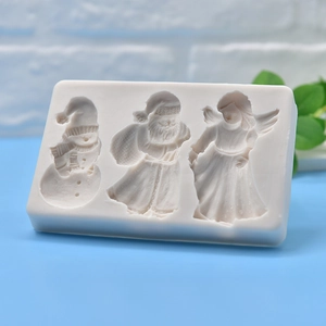 Christmas silicone mold with snowman, Santa, and angel shapes for DIY candles and soaps