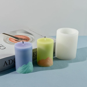 Detailed view of DIY mountain aromatherapy candle silicone mold with mountain texture