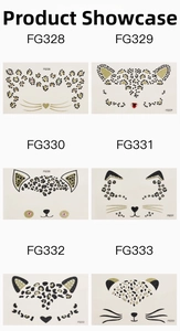 Six animal-themed face rhinestone sticker sets including FG328-FG333 models for makeup party