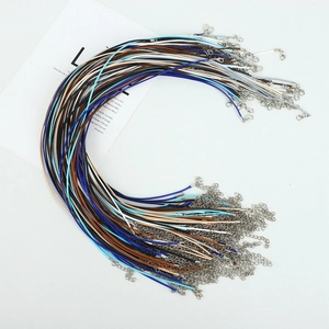 Assorted colorful wax cord necklaces with durable metal clasps for jewelry pendants