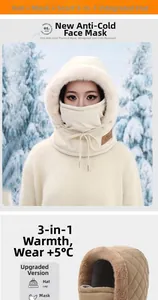 Three-in-one winter thermal trapper hat with integrated face mask and neck warmer