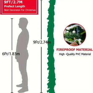 9ft fireproof flocked Christmas garland made of high-quality PVC for holiday decoration
