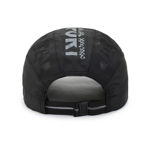 Men's breathable black duckbill cap with mesh sides and PURI racing print
