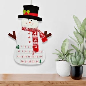 Hanging felt snowman advent calendar for 24-day Christmas countdown wall decoration