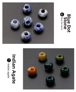 Detailed texture of Blue Dot Stone and Indian Agate 12mm beads for jewelry making