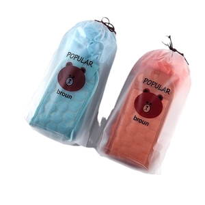 Thickened 3-piece bath set with cartoon bear packaging in blue and orange red