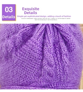 Detailed close-up showing the purple knit texture and premium squirrel fur yarn