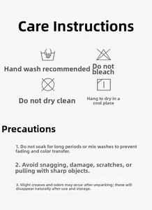 Detailed laundry care instructions and icons for camouflage cotton baseball caps
