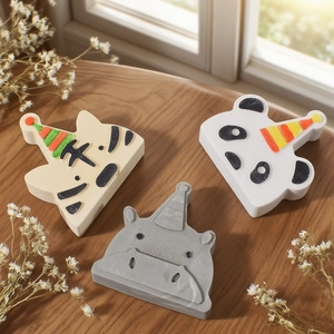 Cute cartoon animal silicone molds with party hats for DIY candles and resin cake decor