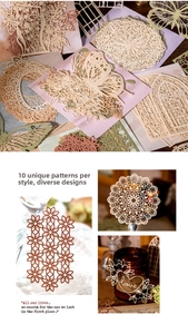 Detailed laser-cut paper lace butterfly and gothic patterns for scrapbooking decor