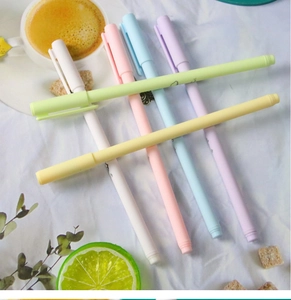 Close-up of 6-pack Morandi macaron gel pens with matte texture on a bright desk