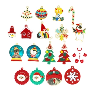Various Christmas alloy enamel charms including Santa, snowmen, and reindeer set