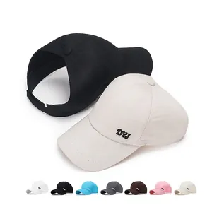 Ponytail Baseball Cap Women Cotton Polyester Breathable Sun Protection Adjustable Letter Embroidered Summer Casual Hat