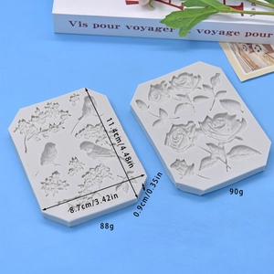 Silicone cake molds with flower and bird patterns for DIY baking and fondant crafting