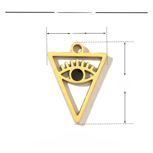 Detailspezifikationen für goldener Dreieck-Augenanhänger aus Edelstahl und Emaille