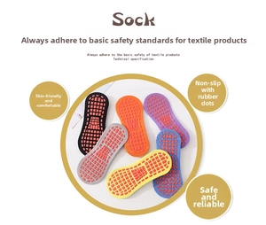 Detail of colorful non-slip socks with anti-skid silicone grips on the bottom