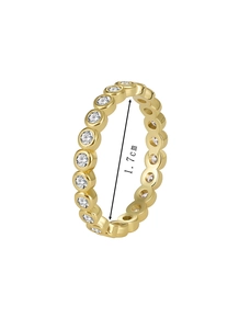 Detail view of gold-plated eternity ring with bezel-set cubic zirconia and 1.7cm inner diameter