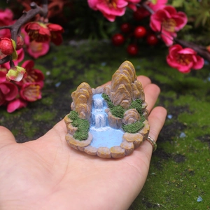 Miniature Rockery Ornament Resin Waterfall Mountain Figurine Micro Landscape Garden Fairy Decor DIY Terrarium Desktop