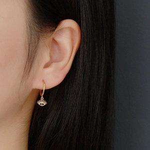 Luxury 925 sterling silver gold hoop earrings with blue zircon evil eye and eyelashes