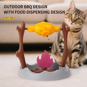 Jouet puzzle rotatif style barbecue pour distribution de nourriture et éveil du chat