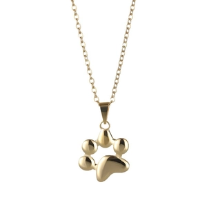 Paw Print Pendant Necklace Stainless Steel 18K Gold Plated Cute Animal Cat Dog Footprint Minimalist Jewelry For Women