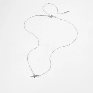 Detail of S925 sterling silver necklace featuring a cross star pendant with zircon stones