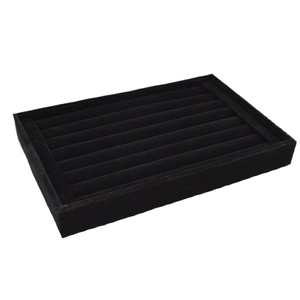 Professional black velvet jewelry display tray with multi-slots for rings and earrings