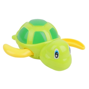 Cartoon green wind-up swimming turtle bath toy for toddlers made of smooth plastic