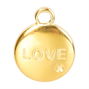Minimalist 18k gold-plated stainless steel LOVE round pendant with a polished finish