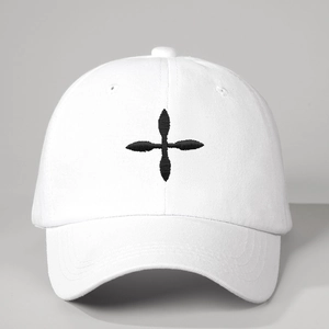 Berretto da baseball in cotone bianco con ricamo nero e cinturino regolabile per l'esterno