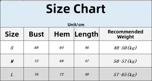 Detailed size chart for square neck sports bra including bust and length measurements