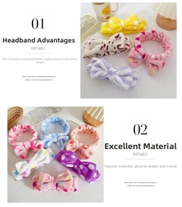 Detail of soft flannel bow headbands in various leopard and polka dot patterns