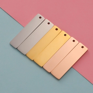 Rectangle stainless steel bar pendants in silver, gold, and rose gold with top hole