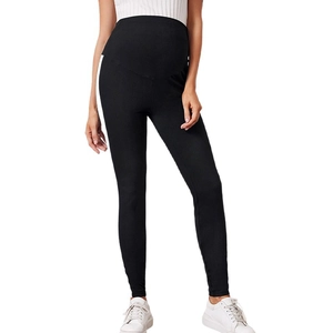 Leggings de maternité noirs taille haute avec soutien abdominal élastique pour la grossesse