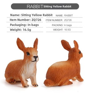 Détail de figurines de lapins bruns réalistes avec dimensions et poids pour décors de ferme