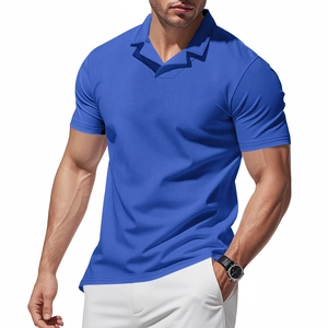 Polo para hombre azul brillante con tejido de nido de abeja y un moderno corte entallado