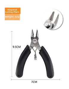 Close-up of 9.5cm mini jewelry side cutters with spring handle for DIY crafting and model making