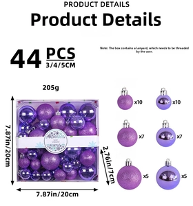 Details von 44 lila Weihnachtskugeln im Set in glitzernd matt und glänzend Optik