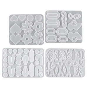 Set of four irregular silicone molds for DIY resin earrings and geometric jewelry pendants
