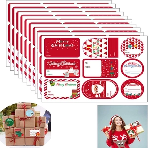 Detailed Christmas gift tag stickers with Merry Christmas greeting and To-From writing area