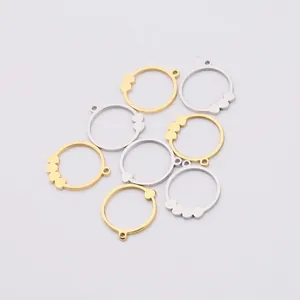 Heart Charms Round Circle Connector Stainless Steel DIY Jewelry Making Findings Mirror Polished Elegant Craft Accessories