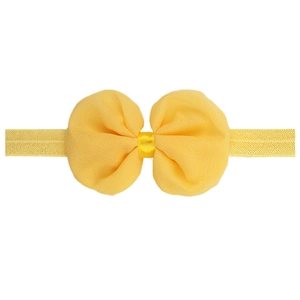 Elastic baby headband with a vibrant yellow chiffon bow for newborns and infants